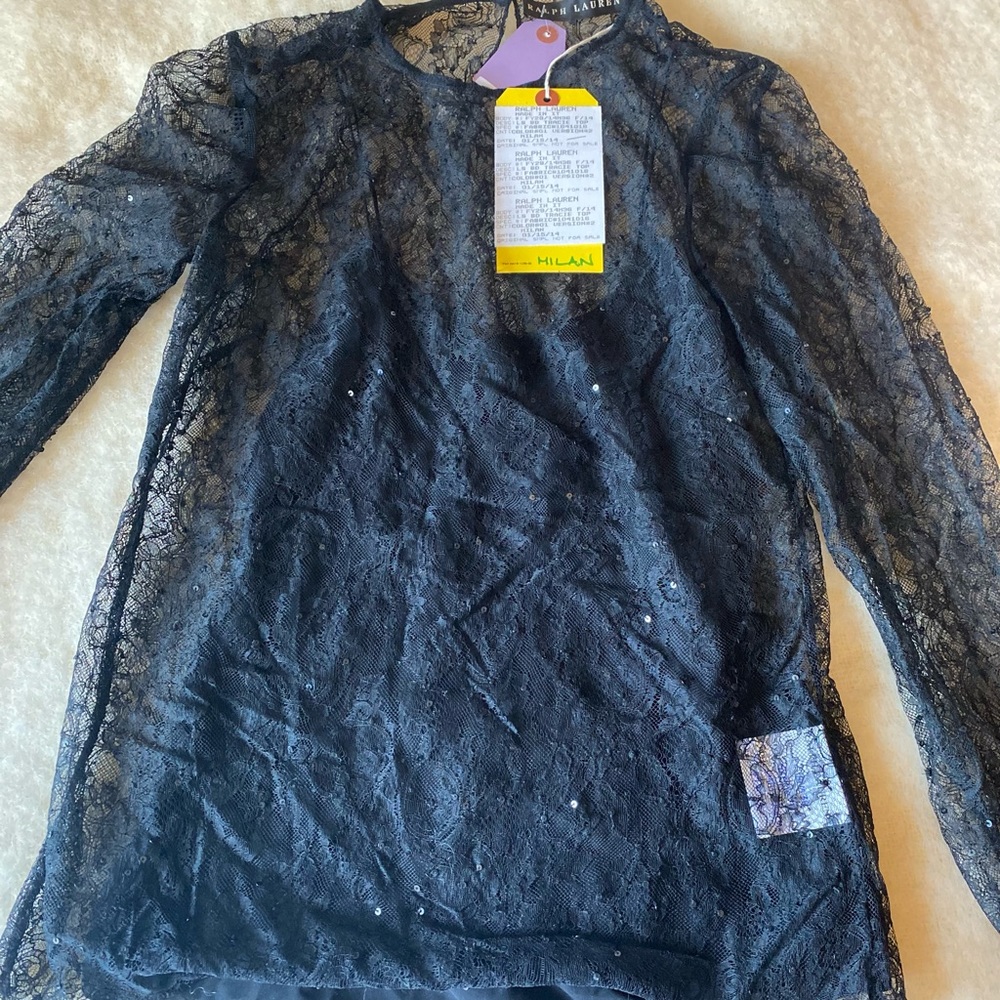 Ralph Lauren black label Black Tracie lace top with sequins. Size S - Picture 3 of 6